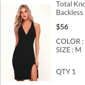 Lulus total knockout black backless midi dress